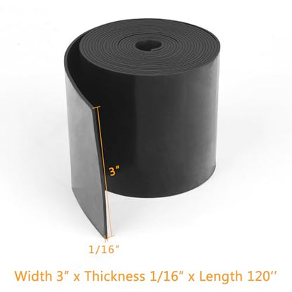 HooTown Solid Rubber Sheets Strips, No Adhesive Neoprene Rubber Rolls Seal - size: 3” Wide x 120” Long, style: 1/16" Thick