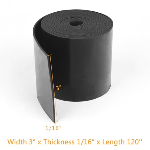 HooTown Solid Rubber Sheets Strips, No Adhesive Neoprene Rubber Rolls Seal - size: 3” Wide x 120” Long, style: 1/16" Thick