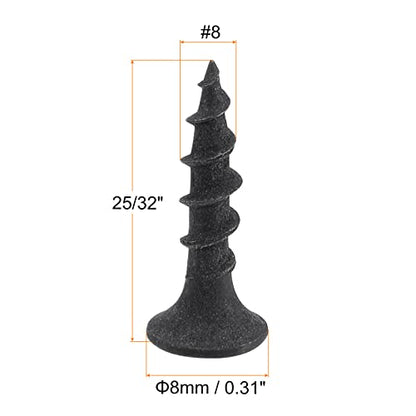 uxcell #8 x 25/32-Inch Wood Screws Phillips Flat Head Carbon Steel Self Tapping Screws Black 50pcs - size: #8 x 25/32-Inch