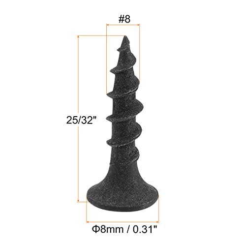 uxcell #8 x 25/32-Inch Wood Screws Phillips Flat Head Carbon Steel Self Tapping Screws Black 50pcs - size: #8 x 25/32-Inch