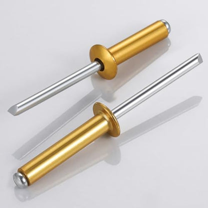 Wensilon (300 Pcs) 1/8"x1/2" Golden Aluminum blind pro Rivets,Golden Aluminum Grip and Steel Mandrel - color: Golden Aluminum, size: 1/8"x1/2"