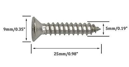 5 x 25mm Screw, Flat Head, Phillips Drive, Self Drilling, 304 Stainless Steel Drywall Wood Screws 100Pcs - size: 5 x 25mm
