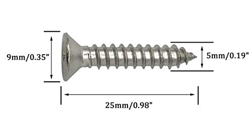 5 x 25mm Screw, Flat Head, Phillips Drive, Self Drilling, 304 Stainless Steel Drywall Wood Screws 100Pcs - size: 5 x 25mm