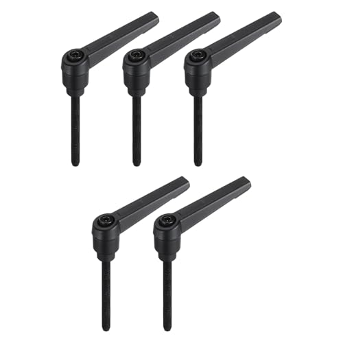uxcell 5pcs Adjustable Clamping Lever Handle M5 x 50mm Metric Black Oxide Carbon Steel Male Threaded Stud Hand Knobs Ratchet Rotating Screw Handles Bolts with Locking Lever Black - size: M5 x 50mm