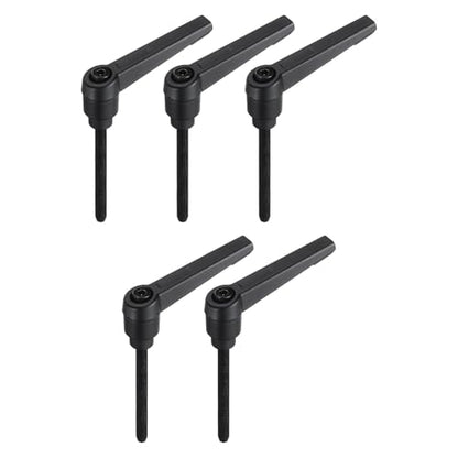 uxcell 5pcs Adjustable Clamping Lever Handle M5 x 50mm Metric Black Oxide Carbon Steel Male Threaded Stud Hand Knobs Ratchet Rotating Screw Handles Bolts with Locking Lever Black - size: M5 x 50mm