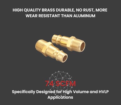 Brass 1/4 Inch NPT High Flow Air Coupler and Plug Kit - size: Coupler and Plug Kit 28 Piece