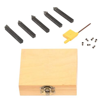 Carbide Turning Tool Set for Lathes - 1/4 TCMT090204 Inserts and Holder, 5 Pcs Metal Machining Kit