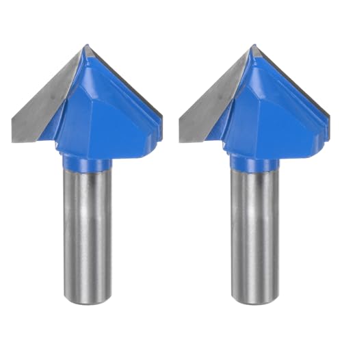 HARFINGTON 2pcs Router Bits 1-1/2" Dia 1/2" Shank 90 Degree V Type End Mill Carbide for Woodworking Carpentry Engraving Edge Trimmer Cutter Tools - size: 1-1/2"