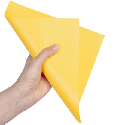 10 Pcs 8”X8” Yellow Opaque Rigid Plastic Sheet, 0.02 inch Thick PVC Sheet 200mm x 200mm for Office DIY Cutting - color: Yellow