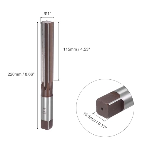 uxcell 1" Hand Reamer H8 Accuracy Alloy Tool Steel 8 Flutes Straight Shank Milling Cutter Tool - size: 1"
