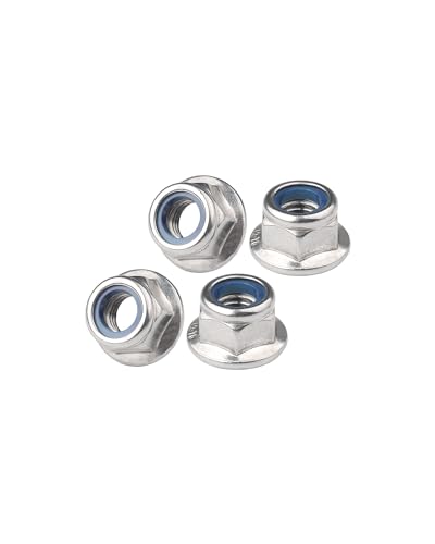 IMScrews M10 x 1.5 Flange Nuts, 304 Stainless Steel Hex Flange Lock Nuts DIN6926, Integrated Washer Base, Blue Nylon Locking Insert, Corrosion Resistant, Pack of 25 - size: M10-1.5