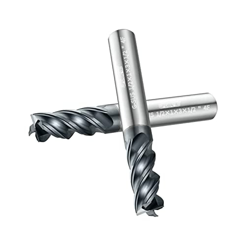 Tools Carbide Square End Mill, ALTIN Coating, End Mill for Stainless Steel,Titanium, Inconel, Nickel Alloys, Difficult to Cut Materials, 4 Flute,1/2" Shank，Inch Size (.5(1/2)", 2pcs) - size: G-SUS 1/2-3" (2PCS)