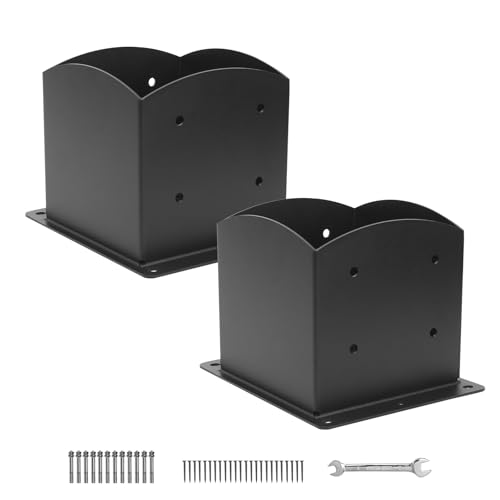 6x6 Post Base, Heavy Duty Post Bracket, Steel, Wood/Pergola, 2 Pcs - size: 6×6
