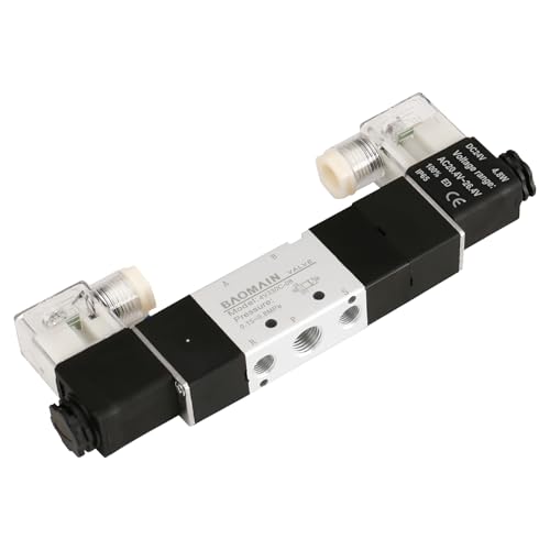 Baomain Solenoid Valve 4V330C-08 DC 24V PT1/4'' 4.8W 5 Way 2 Position