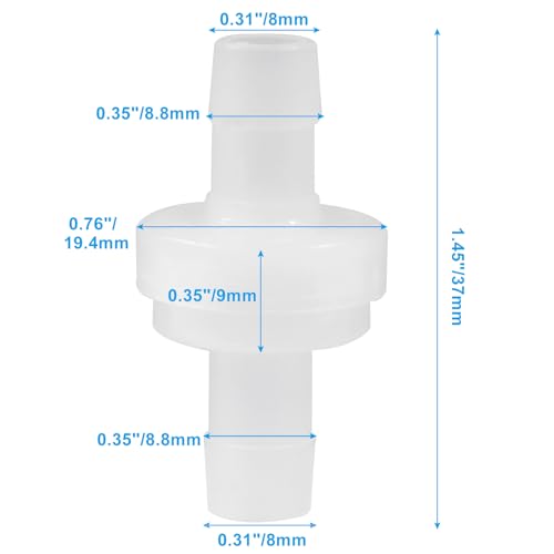 10 Pack 5/16 Inch (8MM) Plastic Check Valve - size: 8mm