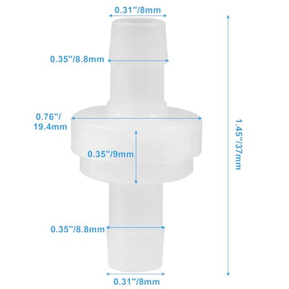 10 Pack 5/16 Inch (8MM) Plastic Check Valve - size: 8mm