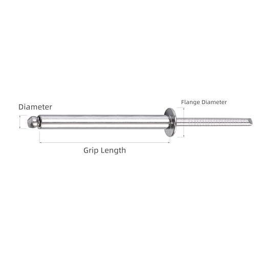 30Pcs Stainless Steel Extra Long Pop Rivets - Heavy Duty, 3/16"x2" - size: 3/16"x2"