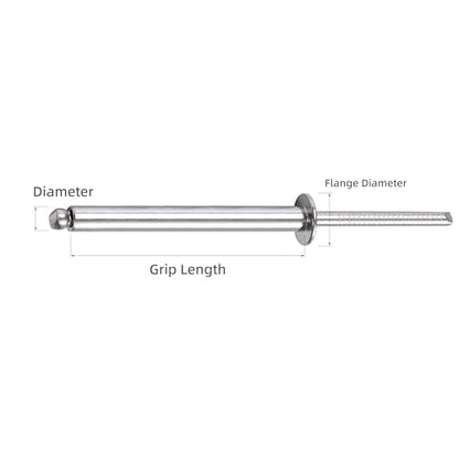 30Pcs Stainless Steel Extra Long Pop Rivets - Heavy Duty, 3/16"x2" - size: 3/16"x2"