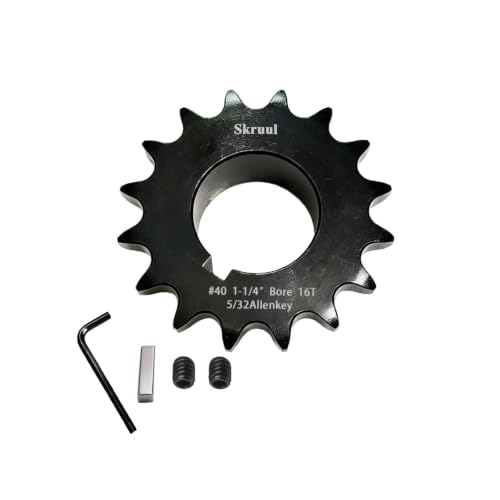 40BS16H-1-1/4#40 Roller Chain Sprocket 16 Tooth 1-1/4" Bore Finished Bore Type B Black Oxide Anti-Rust Hardened Carbon Steel with Keyway 2 Set Screws Key & Hex Wrench for Mini Bike Go Kart