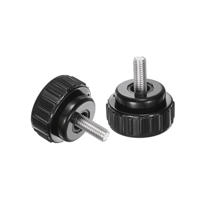 uxcell 4pcs Knurled Clamping Knobs M5 x 12mm Metric 304 Stainless Steel Male Thread Thumb Screw on Type 25mm Plastic Round Head Threaded Hand Bolt Stud Knobs Black - size: M5 x 12mm x 25mm