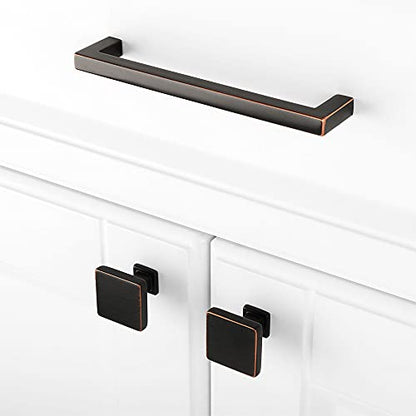 KOOFIZO 10 Pack Oil Rubbed Bronze Cabinet Knobs Square Single Hole Pull K08 - color: Oil Rubbed Bronze, size: Knob 1 - 10Pcs, style: Modern