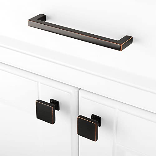 KOOFIZO 20 Pack Oil Rubbed Bronze Cabinet Knobs Square Single Hole Pull K08 - color: Oil Rubbed Bronze, size: Knob 1 - 20Pcs, style: Modern