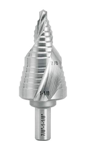 Industrial HSS Step Drill Bit 7/8'' to 1-1/8'' with 3/8'' Shank, Unibit Double Spiral Flute for Metal, Stainless Steel, Aluminum, Plastic - size: 7/8'' to 1-1/8''