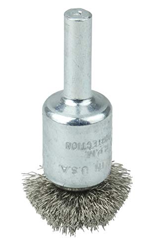 Weiler 10042 1" Circular Flared Crimped Wire End Brush.006 Stainless Steel Fill, Made in the USA - size: 0.006 Wire Size, style: Stainless