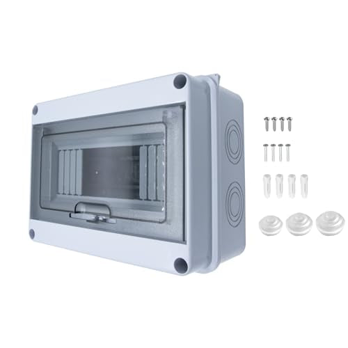 8 Way Circuit Breaker Box, MCB Distribution Protection Box with Transparent Cover, IP65 Waterproof ABS Plastic Material with DIN Rail for Indoor Outdoor Wall Mount Electrical Application - size: HT-8