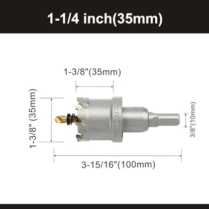1-1/4''(35mm) TCT Hole Saw,Tungsten Carbide Hole Saw with Titanium-Plated Pilot Drill bit for Hard Metal,Alloy,Aluminum,Stainless Steel,Plastic,Iron - size: 1-1/4''(35mm) (1PCS)