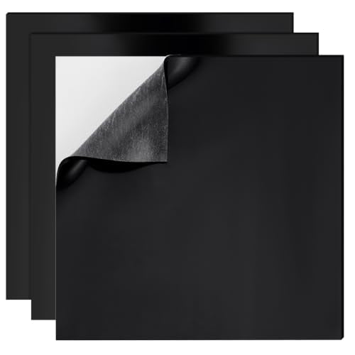 BENECREAT 3PCS Self Adhesive Silicone Sheet, 3mm Thick Black Adhesive Silicone Pad, High Temperature Resistant Gasket Material for DIY Projects and Appliance Protection, 8x8 inch - color: Black
