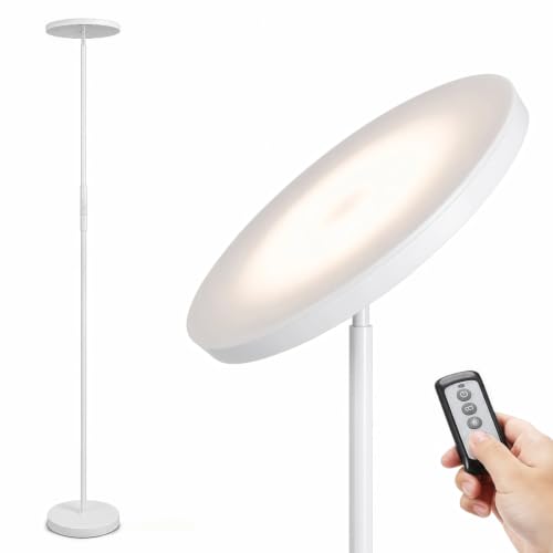 JOOFO LED Torchiere Floor Lamp with Remote, Stepless Dimmable Pearl White - color: Pearl White