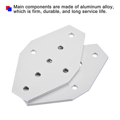 uxcell 2Pcs Corner Bracket Plate Cross 60x100mm 7-Hole Outside Joint Kits 2020 Aluminum Profile with T Nuts and Hex Socket Screws White for Frame Structure