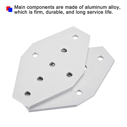 uxcell 2Pcs Corner Bracket Plate Cross 60x100mm 7-Hole Outside Joint Kits 2020 Aluminum Profile with T Nuts and Hex Socket Screws White for Frame Structure