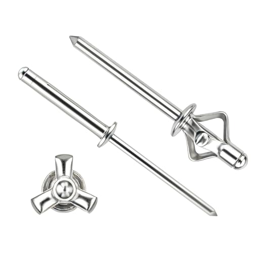 1/8" x 3/4" Tri-Fold Rivets Assortment - 140Pcs,Silver Tri-fold Exploding Pop Rivets Solid Aluminum Tri Grip Rivets Bulb Style Rivets for Kayak Marine Boat - color: Silver, size: 1/8"x3/4"