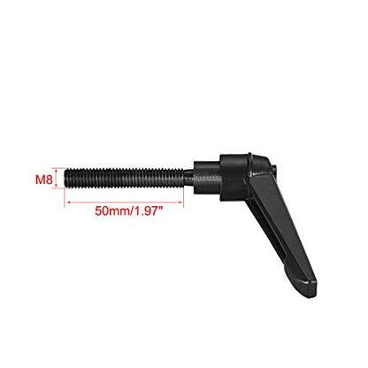 uxcell M8 x 50mm Handle Adjustable Clamping Lever Thread Push Button Ratchet Male Threaded Stud Knobs Rotating Screw Handles Bolts with Locking Lever Black 2pcs - size: M8x50mm