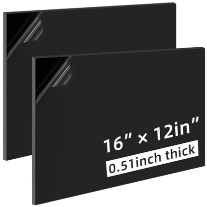 2PC High-Density Polyethylene (HDPE) Plastic Sheet, 1/2" X 16'' X 12'' Black, Versatile Board for Machining, Home Improvements, and DIY Engineering Projects - color: Black2