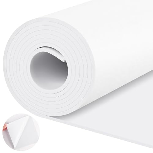 ToLanbbt Self Adhesive EVA Foam Roll - 1/8” Thick, 12” x 59” White Closed Cell EVA Foam Sheets, Weatherproof Soundproof Padding for Automotive, Cabinet, Furniture, Crafts, DIY - color: White, size: 12 in x 59 in x 1/8 in