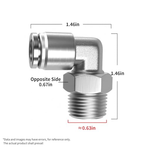 PNEUMATIC 304 Stainless Steel Male Elbow 3/8 Inch Tube OD x 3/8 Inch NPT Thread 90 Push to Connect Tube Fitting (Pack of 5) - size: 3/8"OD x 3/8"NPT