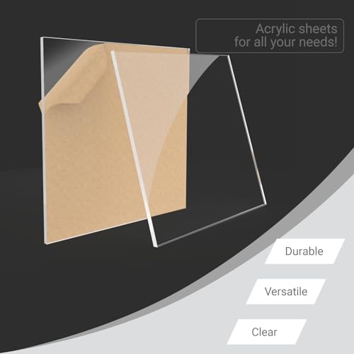 1/8" Thick (3mm) Clear Acrylic Sheet 3" x 3" - 6 Pieces | Cast Plexiglass for DIY Crafts, Sign, Photo Frame, Display Projects - size: 3 x 3"