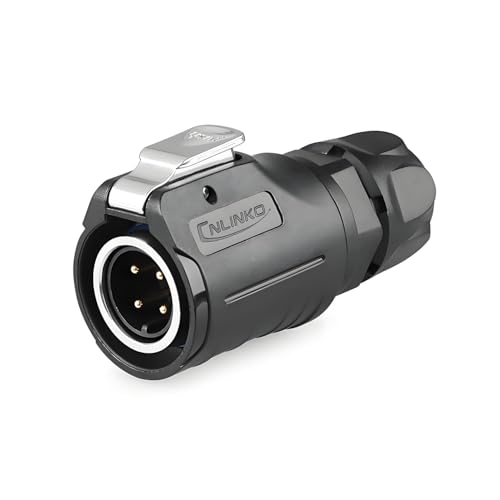 CNLINKO LP-16 4 Pin Circular Aviation Connector Kit Male Plug and Female Socket M16 IP68 Waterproof, PBT Plastic Shell Quick Plug (4 Pin Single Set) - size: 4-Pin, style: Single-Hole Socket Set