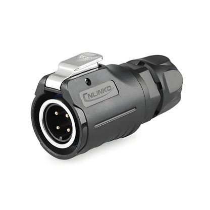 CNLINKO LP-16 4 Pin Circular Aviation Connector Kit Male Plug and Female Socket M16 IP68 Waterproof, PBT Plastic Shell Quick Plug (4 Pin Single Set) - size: 4-Pin, style: Single-Hole Socket Set