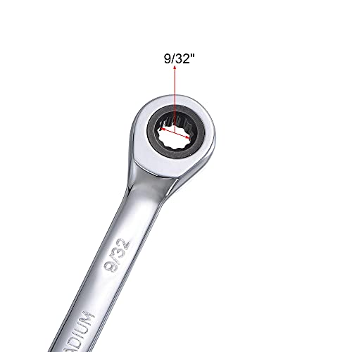uxcell 9/32 Inch Ratcheting Combination Wrench SAE 72 Teeth 12 Point Ratchet Box Ended Spanner Tools, Cr-V - size: 9/32"