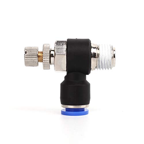 SNS Air Flow Control Valve Push To Connect Fitting Speed Control Valve 3/8"Tube OD x 1/4 NPT 90 Degree Elbow(10 PCS) JSC3/8-N02 - size: JSC3/8-N02