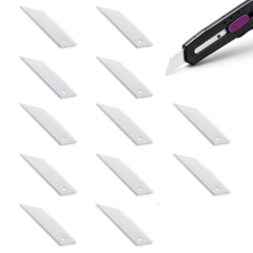 18mm Ceramic Utility Knife Blades Refills, 12 Pack - 30 Degree Snap Off Replacement Blades for Box Cutters, Never Rusts, Non-Magnetic, Non-Conductive Craft Knife Blade - color: 18mm/30 Degrees