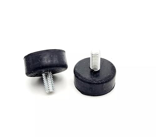 M6 Rubber Feet Bumpers 25 mm (1") Round Vibration Dampeners with M6 × 1.0 Thread 12 mm (½) Long Zinc-Plated Steel Stud Equipment Levelers for Tables Machinery Cabinets (4 Pack)