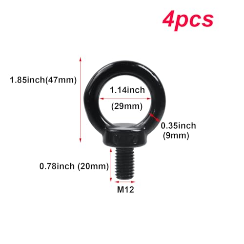 Antrader M12 Lifting Eye Bolts,Steel Machinery Shoulder Lifting Eye Bolt - size: M12,4pcs