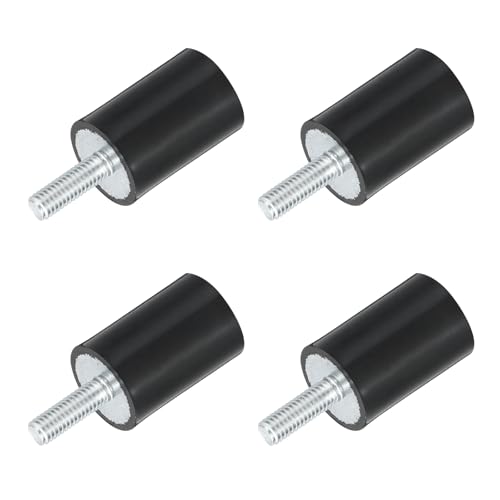 uxcell M6x1.0mm Thread Rubber Mounts, Vibration Isolators, Cylindrical Shock Absorber with Studs 20 x 30mm 4pcs - size: M6x20x30mm