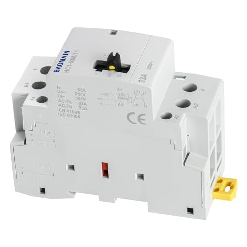 BAOMAIN 110V 2-Pole 63A Manual/Auto AC Contactor,1NO1NC,DIN Rail Mount