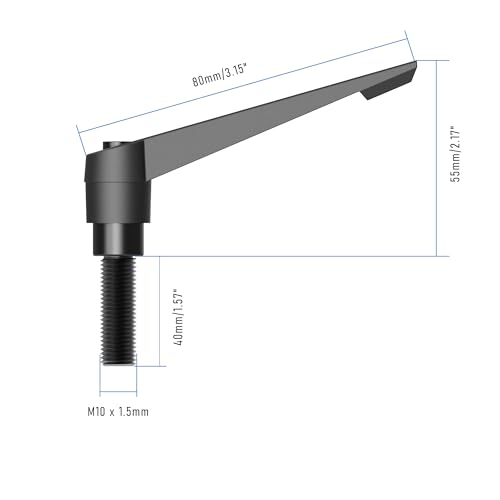 2PCS Clamping Lever Handles, M10 x 40mm Male Thread, Adjustable Quick Release Locking Rotating Screw Bolt Stud Knobs Apply for Lathe Machinery, Black - size: M10 x 40mm
